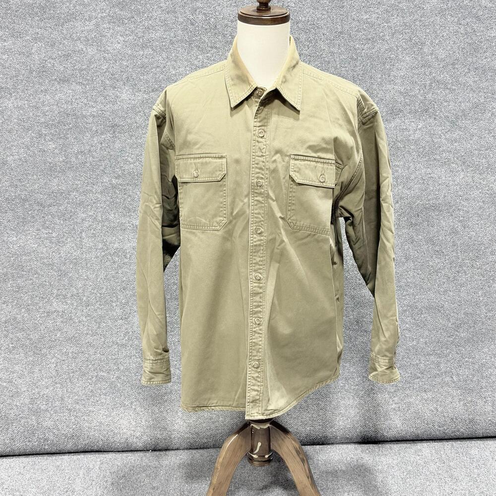 RedHead Jacket Mens XL Green Canvas Lined Button Front Outdoor Military Shacket